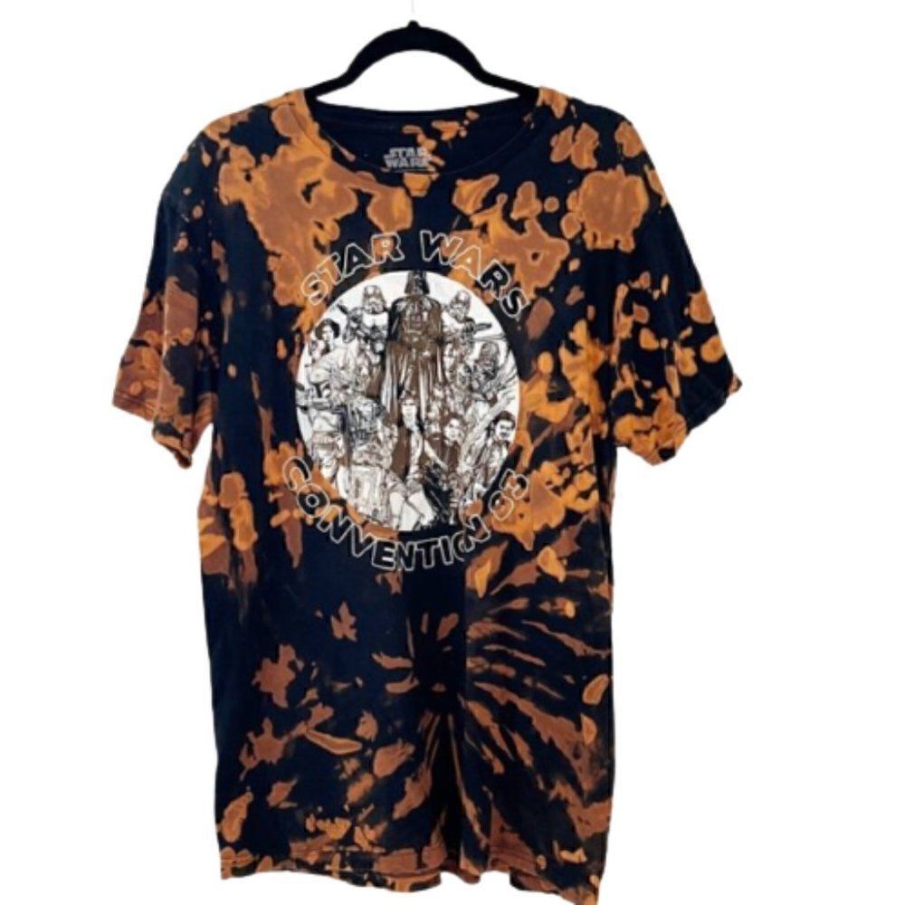 Men's STAR WARS CONVENTION 83 Acid Wash Bleach Tie Dye T-Shirt Size Large